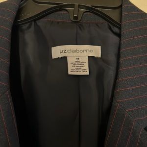 Like New Liz Claiborne navy blazer with red pinstripes size 18